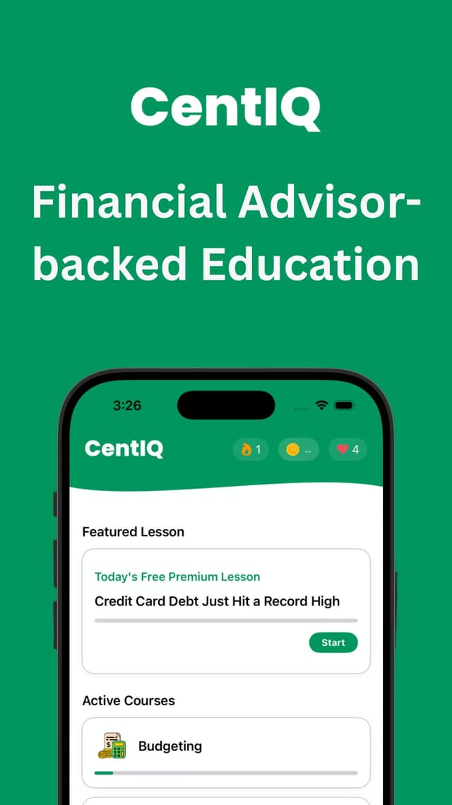 CentIQ app preview screen 2